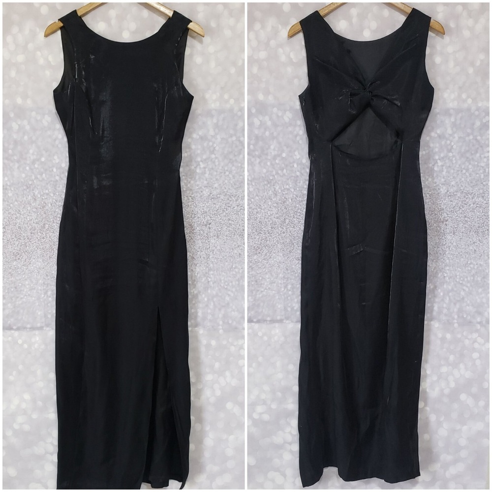 Vintage Ever Beauty Women's Shimmer Black Evening Dress Size 8 Sleeveless